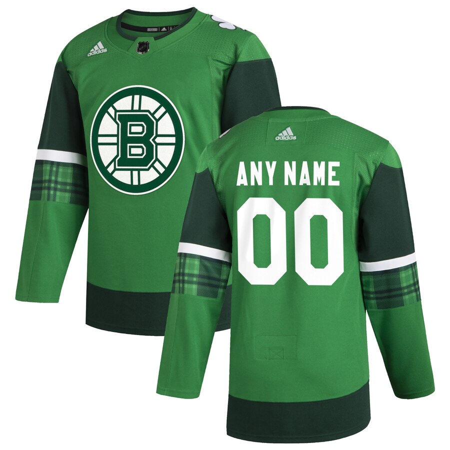 Cheap Boston Bruins Men Adidas 2020 St. Patrick Day Custom Stitched NHL Jersey Green